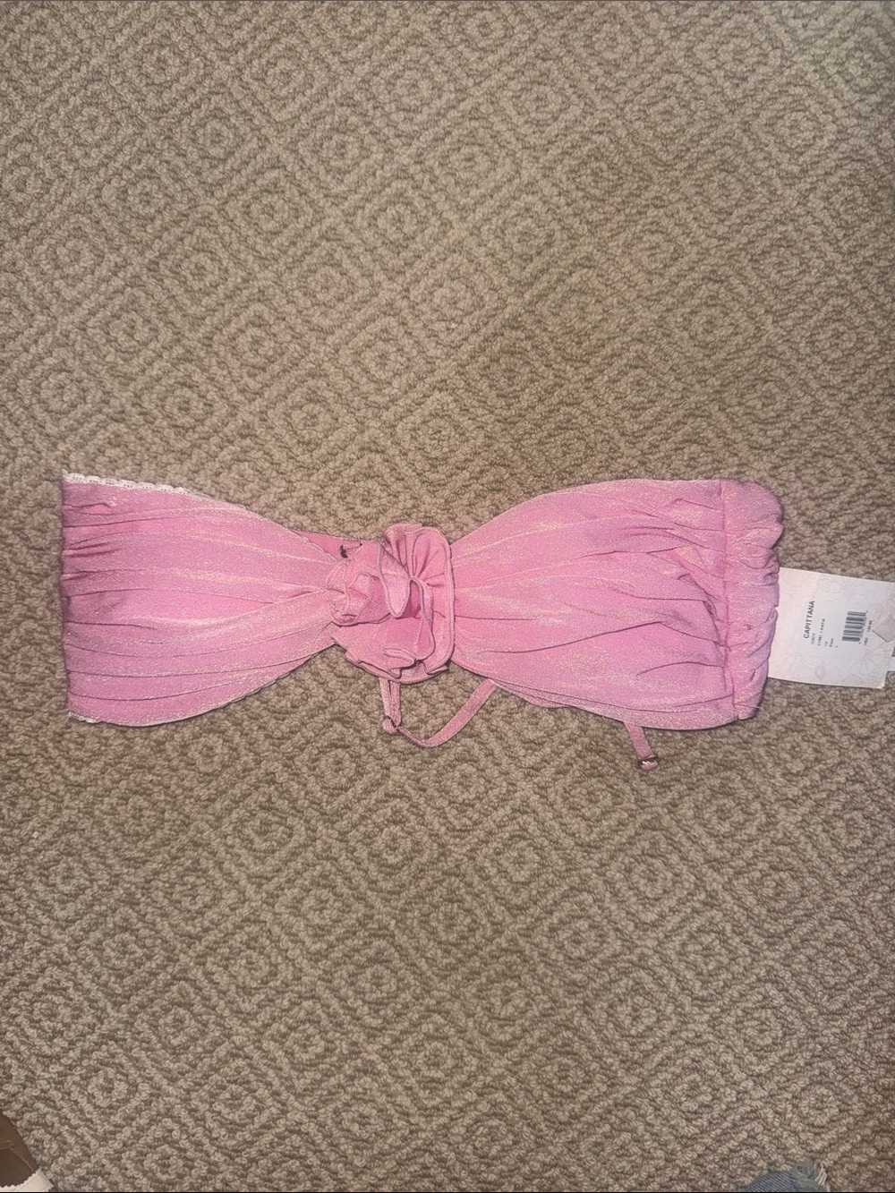 Capittana Pink Bandeau Tie-Front Bikini Top